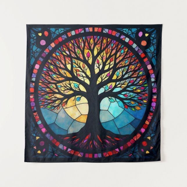 Kunstgeflecht aus Glas, Baum aus dem Leben Wandteppich (Vorderseite)