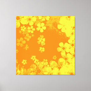 Kunstgelbes und oranges Blumenmuster Leinwanddruck