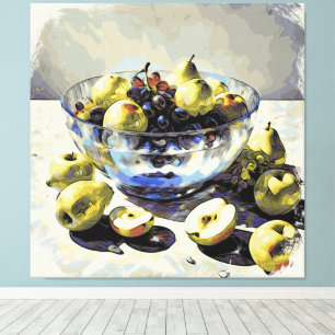 *~* Kunstgeschenk SC6 Obst Kristallschale Stillleb Leinwanddruck