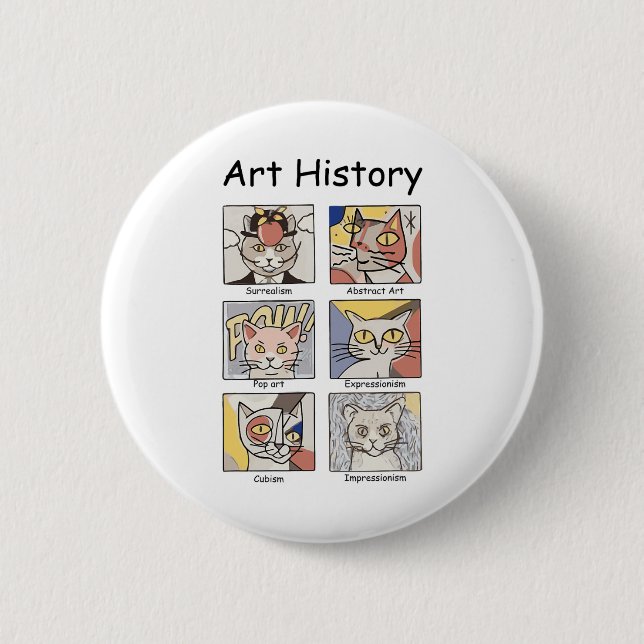 Kunstgeschichte Funny Cat Art Lover Malerei Maler  Button (Vorderseite)