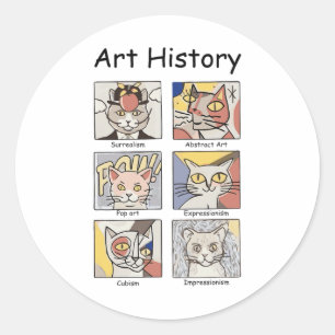 Kunstgeschichte Funny Cat Art Lover Malerei Maler Runder Aufkleber