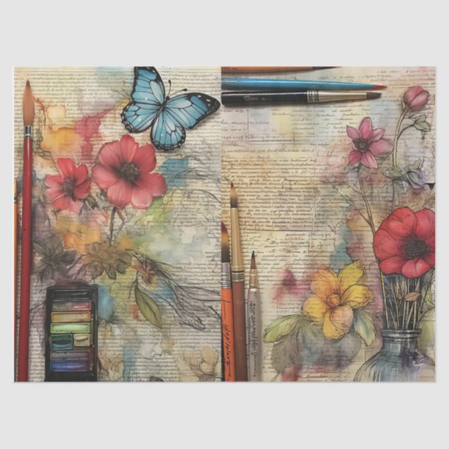 Kunstgewerbe und Kunsthandwerk, Inspiriert Blumenz Seidenpapier (Vorderseite)