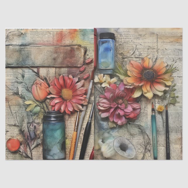 Kunstgewerbe und Kunsthandwerk, Inspiriert Blumenz Seidenpapier (Vorderseite)