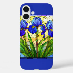 Kunsthandwerk Blaue Schwertlilie Buntglas iPhone/i iPhone 16 Plus Hülle