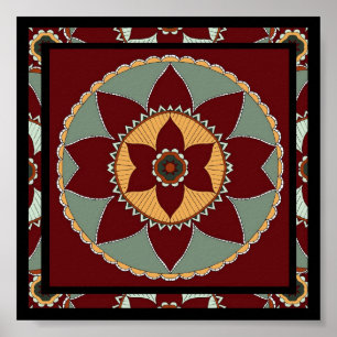 Kunsthandwerk-Blume Mandala-print Poster
