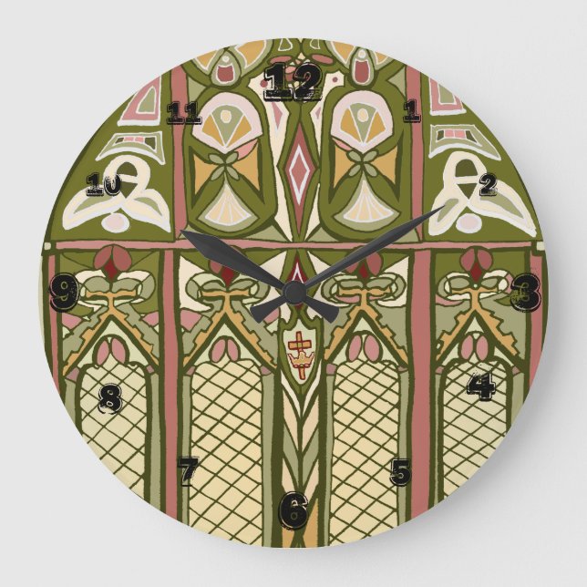 Kunsthandwerk Buntglas inspirierte Uhr! Große Wanduhr (Vorderseite)