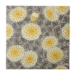 Kunsthandwerk Grays Yellow Chrysanthemum Repro Fliese