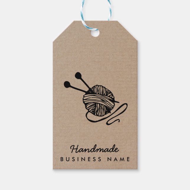 Kunsthandwerk moderne Strickwaren rustikal Geschenkanhänger (Vorderseite)