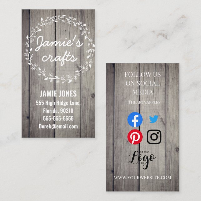 Kunsthandwerk Nähen Strickherzen Folkskandi Visitenkarte (Vorne/Hinten)