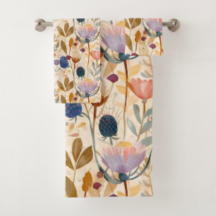 Kunsthandwerk Schottische Diester und Wildblumen Badhandtuch Set