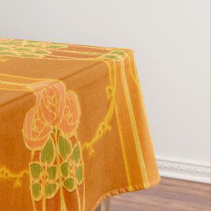 Kunsthandwerk Stil rosa Rosen Blumenmuster Tischdecke