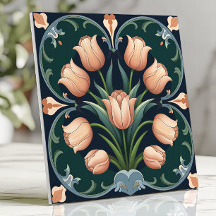 Kunsthandwerk Tulip Bouquet auf Deep Green Fliese