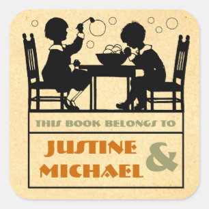 Kunsthandwerk und Buchzeichen für Kinder Quadratischer Aufkleber