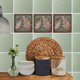 Kunsthandwerker Eichenblattdekoration Keramik Fliese