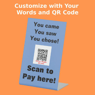 Kunsthandwerkermarkt Funny QR Code Zahlung Blau Sockelschild