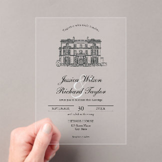 Kunsthandwerkliche Hochzeit von Manor Illustration Acryleinladungen