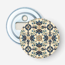 Kunsthandwerkliches Blau-Gold-Blumenmotiv