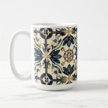 Kunsthandwerkliches Blau-Gold-Blumenmotiv
