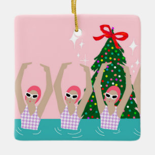 Kunsthistorische Schwimmer Illustration Weihnachte Keramikornament