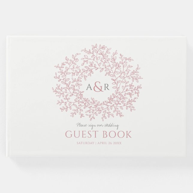 Kunsthochzeit in Rosa und Weiß Gästebuch (Vorderseite)
