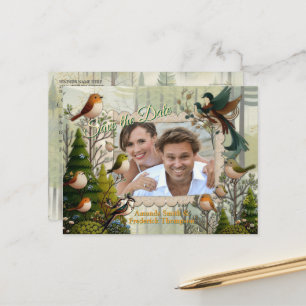 Kunstillustrierung von vereinfachenden Vögeln mode Ankündigungspostkarte