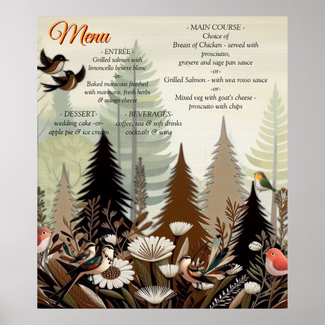 Kunstillustrierung von vereinfachenden Vögeln mode Poster (Vorne)