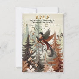 Kunstillustrierung von vereinfachenden Vögeln mode RSVP Karte