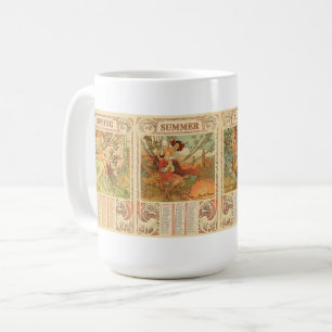 Kunstkalender im Jugendstil der viktorianischen Är Kaffeetasse