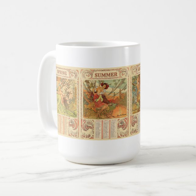 Kunstkalender im Jugendstil der viktorianischen Är Kaffeetasse (Vorderseite Links)