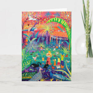 Kunstkarte: Happy Bird Day im Zoo.Happy Birthday Karte