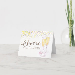 Kunstkarte zum 15. Hochzeitstag mit Champagnerglas Karte
