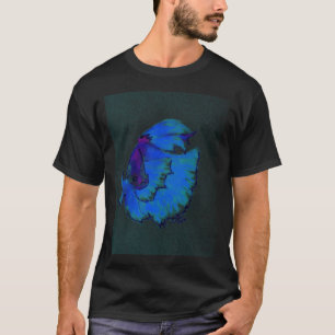 Kunstkritzelei Nr. 37 Blauer Kampffisch T-Shirt