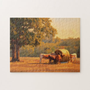 Kunstkuh-Landwirtschaft-Rätsel im Vintage-Stil Puzzle