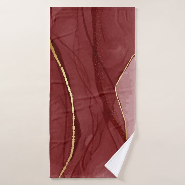 Kunstkunst, dunkelroter Marsala abstrakter Hinterg Badehandtuch (Badehandtuch)