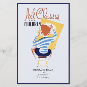 Kunstkurse für Kinder Vintage Retro Promo Flyer