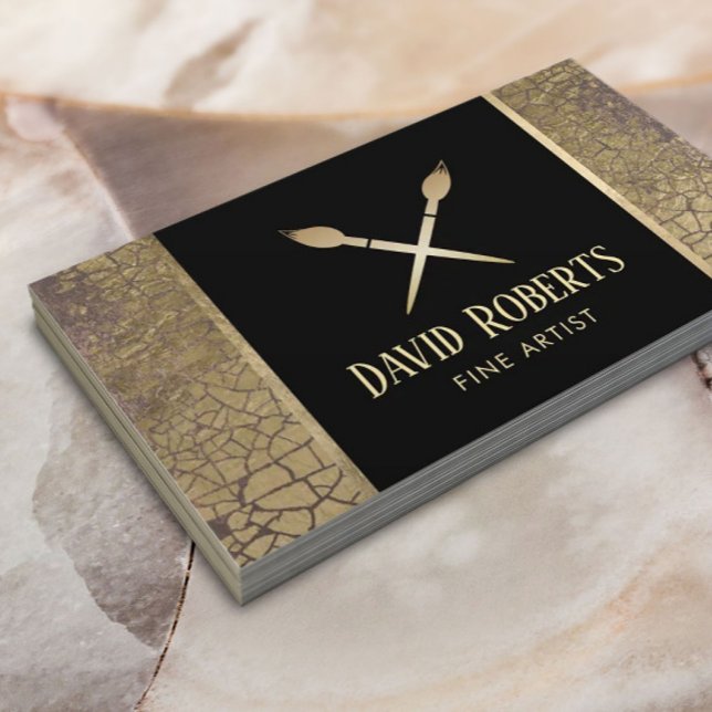 Kunstlehrer Modernes Gold Crackeln Visitenkarte (Von Creator hochgeladen)