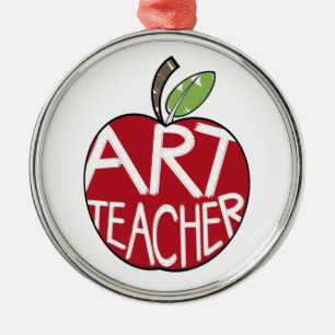 Kunstlehrer rotes Apple verzieren Silbernes Ornament