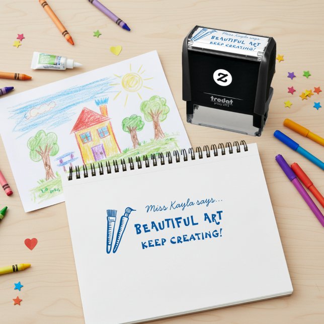 Kunstlehrer Schönes Weiter So Lob Stempel (Fun supportive praise stamp for teachers. School supplies for an art teacher!)