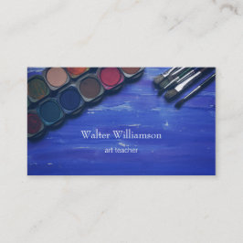 Kunstlehrer, zurück zur Schule, Kunstmaterial, Kun Visitenkarte