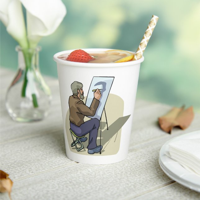 Künstler am Arbeitsplatz Pappbecher (Von Creator hochgeladen)