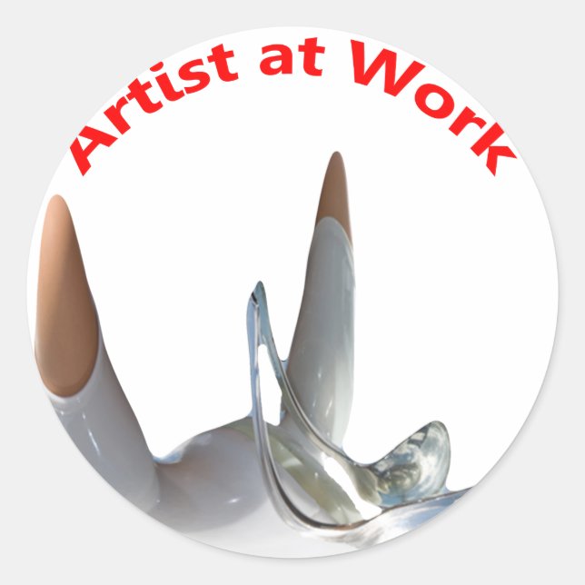 Künstler am Arbeitsplatz Runder Aufkleber (Vorderseite)