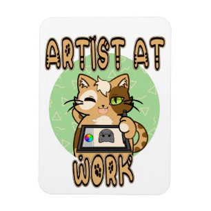 Künstler bei der Arbeit – niedliches Katzendesign Magnet