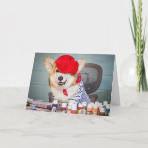 Künstler Corgi leere Grußkarte Karte