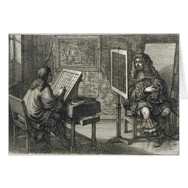 Künstler, der ein Porträt über einem Gitter für (Vorderseite (Horizontal))