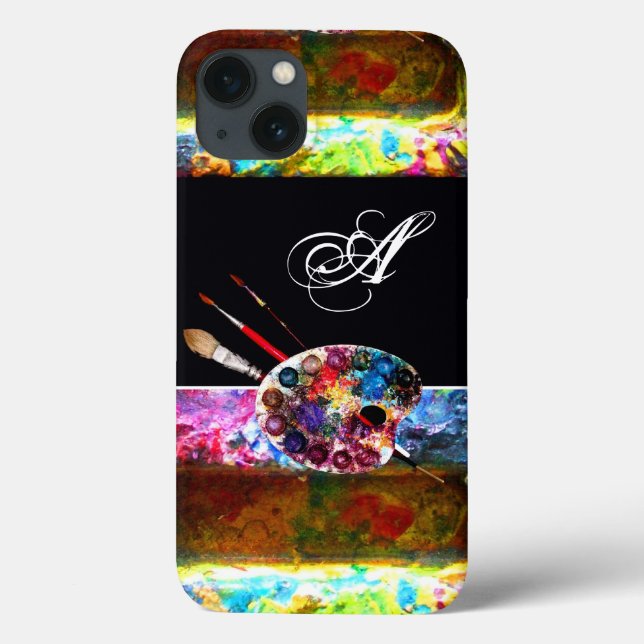 KÜNSTLER FARBPALETTE UND BRUSHER MONOGRAMM Black Case-Mate iPhone Hülle (Rückseite)