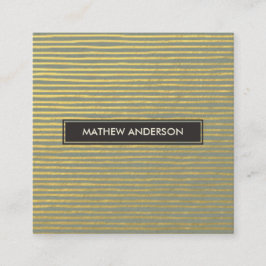 KÜNSTLER GOLD GRAY IMITATS SKETCH STRIPE LINE PATT QUADRATISCHE VISITENKARTE