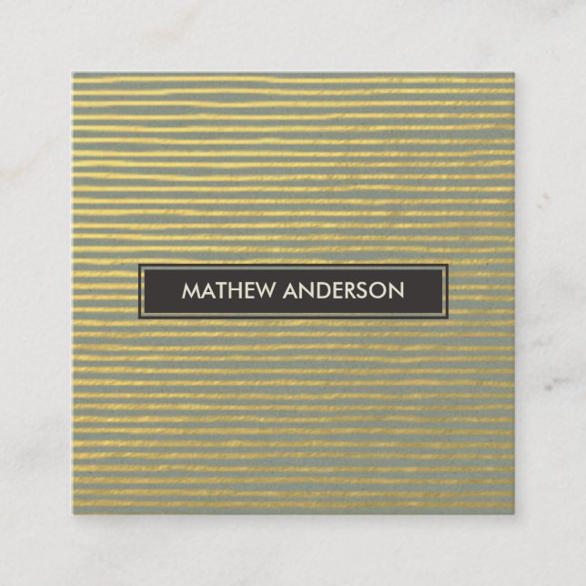 KÜNSTLER GOLD GRAY IMITATS SKETCH STRIPE LINE PATT QUADRATISCHE VISITENKARTE (Vorderseite)