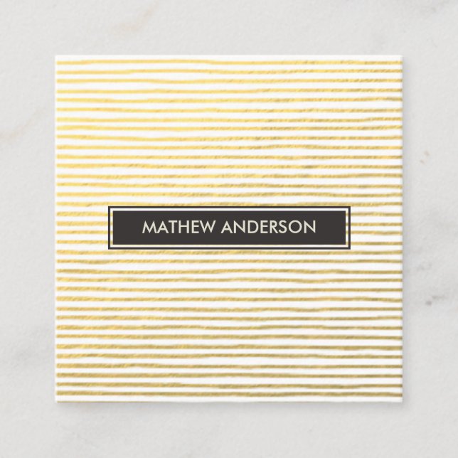 KÜNSTLER GOLD IMITAT SKETCH STRIPED LINE PATTER QUADRATISCHE VISITENKARTE (Vorderseite)