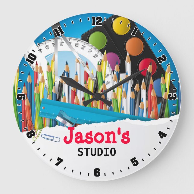 Künstler-Kunst-Studio Personalizable Wanduhr (Vorderseite)