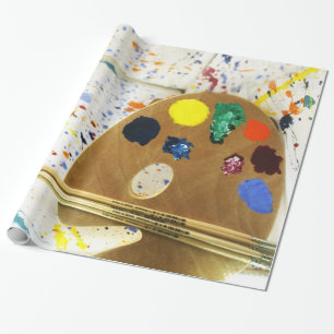 Künstler malen Spritzer und Palette Geschenkpapier